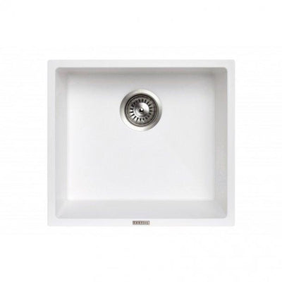 457 x 406 x 200mm Carysil White Single Bowl Granite Stone Kitchen/Laundry Sink Top/Flush/Under Mount