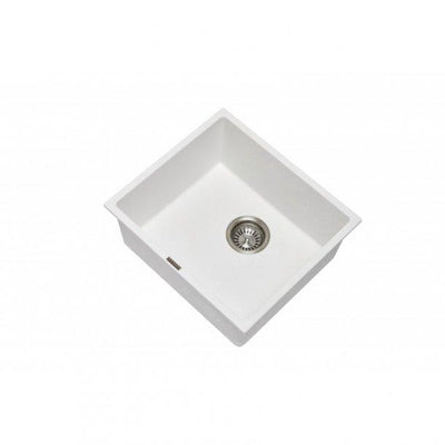 457 x 406 x 200mm Carysil White Single Bowl Granite Stone Kitchen/Laundry Sink Top/Flush/Under Mount