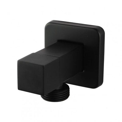 Laundry Square Black 1/4 Turn Washing Machine Stop Tap Pair