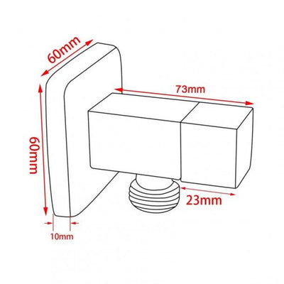 Laundry Square Black 1/4 Turn Washing Machine Stop Tap Pair