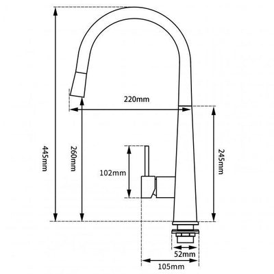 Round Gun Metal Grey Pull Out Kitchen Sink Mixer Tap