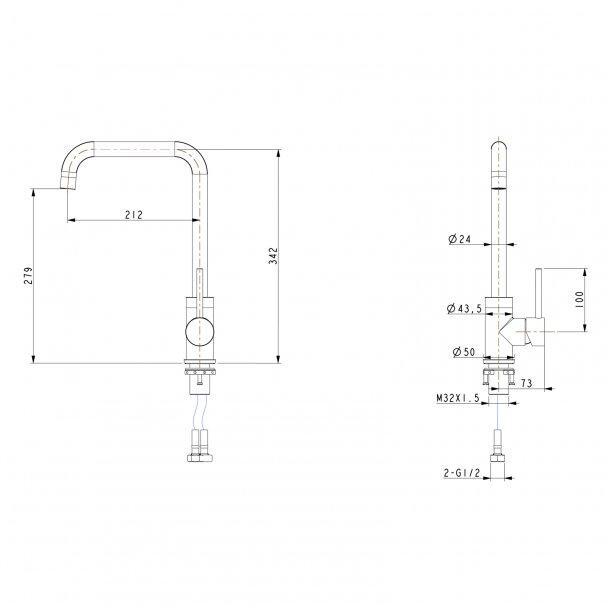 Round Chrome Swivel Kitchen Sink Mixer Tap