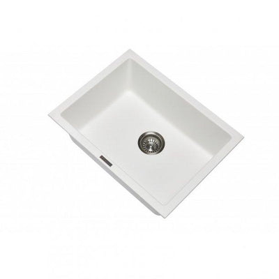 610 x 457 x 205mm Carysil White Single Big Bowl Granite Kitchen/Laundry Sink Top/Flush/Under Mount