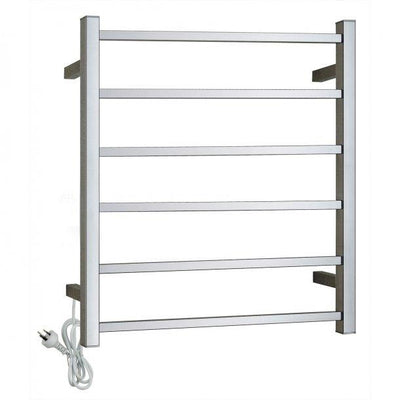 Chrome Electric Heated Towel Rack 6 Bars