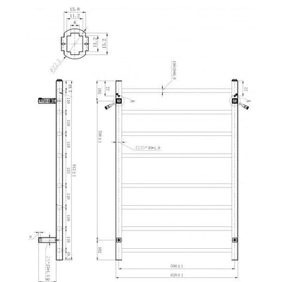 Black Electric Heated Towel Rack 8 Bars