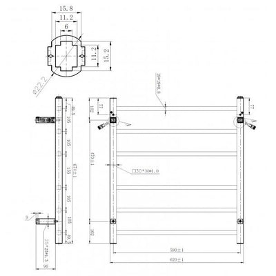 Black Electric Heated Towel Rack 6 Bars