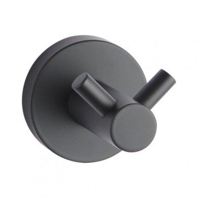 Round Black Stainless Steel Double Robe Hook Wall Mounted