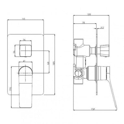 Chrome Shower Wall Mixer With Diverter