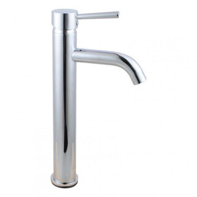 Round Chrome Tall Basin Mixer Tap Crooked Water Spout