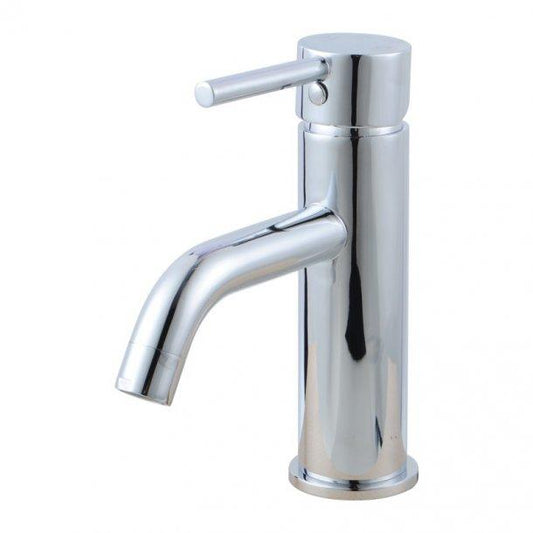 Round Chrome Short Basin Mixer Tap Crooked Water Spout