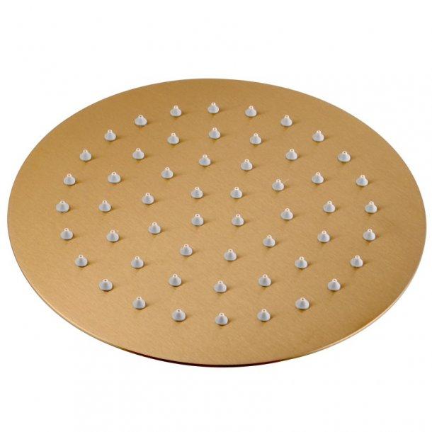 8'' Round Brushed Gold Adjustable Rail Shower Station With Diverter Bottom Inlet