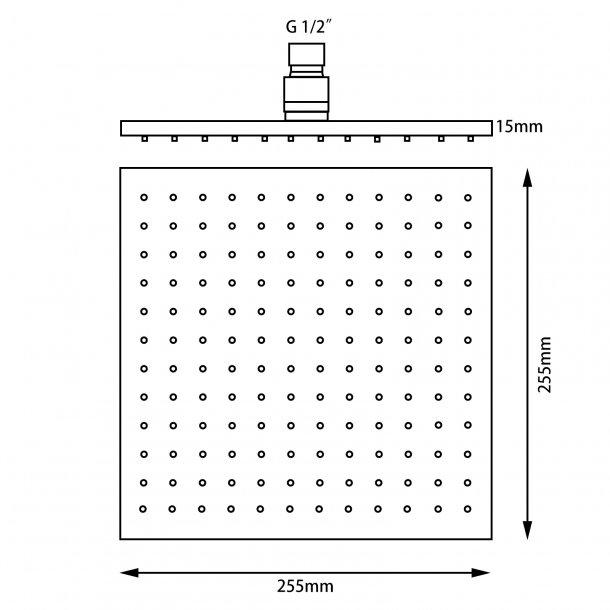 255mm 10Ã¢â‚¬Â ABS Black Square Rainfall Shower Head