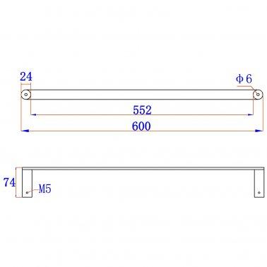 Gun Metal Grey Single Towel Rail 600mm