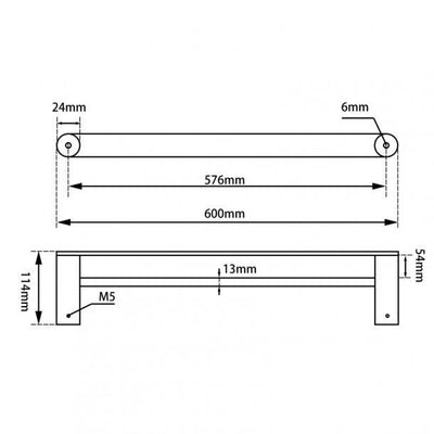 Gun Metal Grey Double Towel Rail 600mm