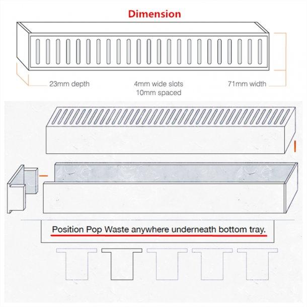 LCSTIG LAUXES Silver Tile Insert Shower Floor Grate 300 - 5600mm Waste Drain