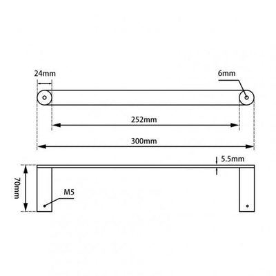 Gun Metal Grey Single Towel Holder 300mm