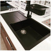 1000 x 500 x 200mm Carysil Black Single Bowl With Drainer Board Granite Kitchen Sink Top Mount