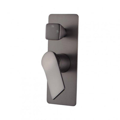 Brushed Gun Metal Grey Shower Wall Mixer With Diverter Solid Brass Wall Mounted