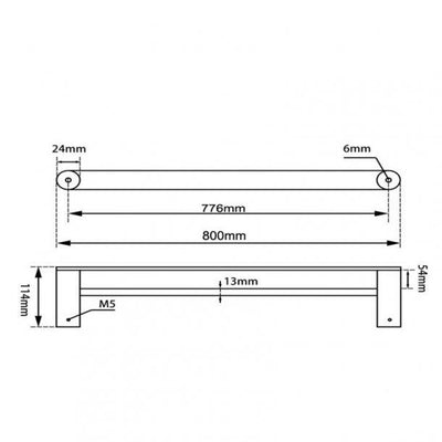 Black Double Towel Rail 800mm Stainless Steel 304 Wall Mounted