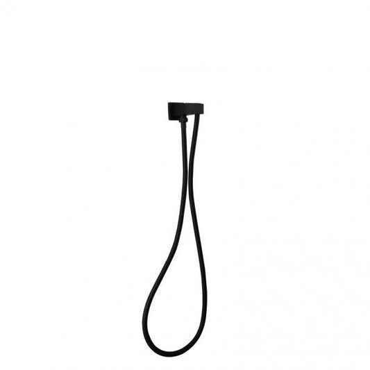 Square Black Shower Holder Wall Connector & Hose Only