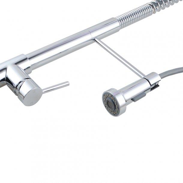 Tall Spring Chrome Pull Out Kitchen Sink Mixer Tap