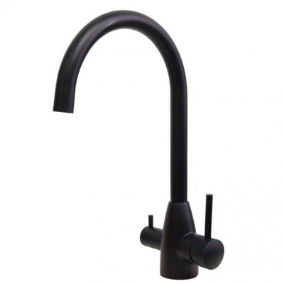 Round Black 3 Ways Purified Water Kitchen Sink Mixer Tap 360Ã‚Â° Swivel Stainless Steel