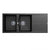 1160 x 500 x 210mm Carysil Black Double Bowl Drainer Board Granite Kitchen Sink Top/Flush/Under Mount