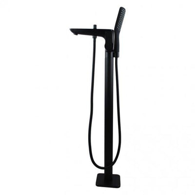 Black Freestanding Bathtub Mixer with Handheld Shower Spout Floor Mounted