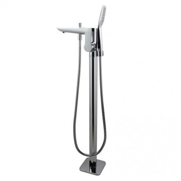 Chrome Freestanding Bathtub Mixer with Handheld Shower Spout Floor Mounted