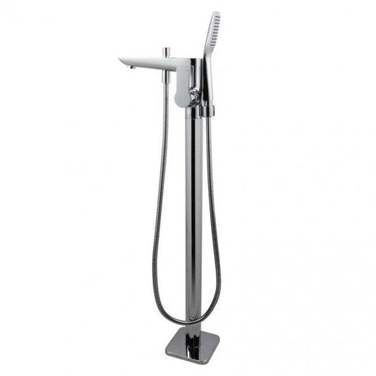 Chrome Freestanding Bathtub Mixer with Handheld Shower Spout Floor Mounted