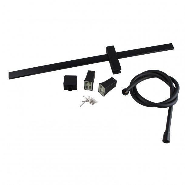 Square Black Wall Mounted Sliding Rail with Water Hose & Wall Connector Only