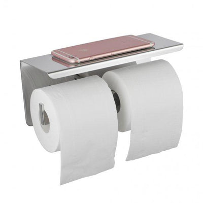 Chrome Double Toilet Paper Holder Stainless Steel Wall Mounted