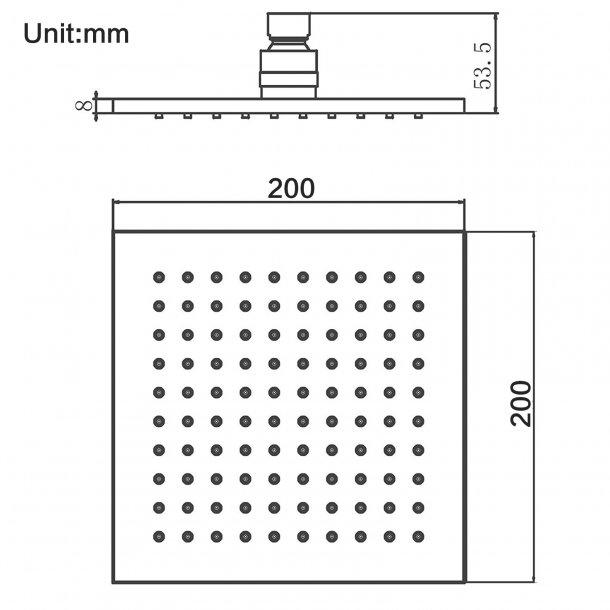 Chrome Rainfall Brass Shower Head 200mm