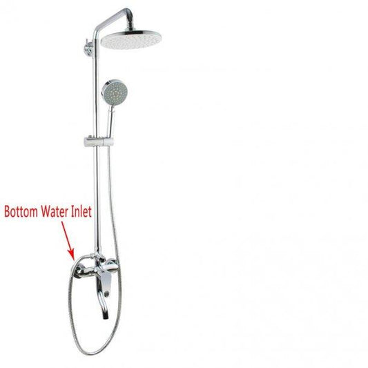 8' Round Chrome Shower Station Bottom Inlet