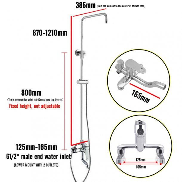 8' Round Chrome Shower Station Bottom Inlet