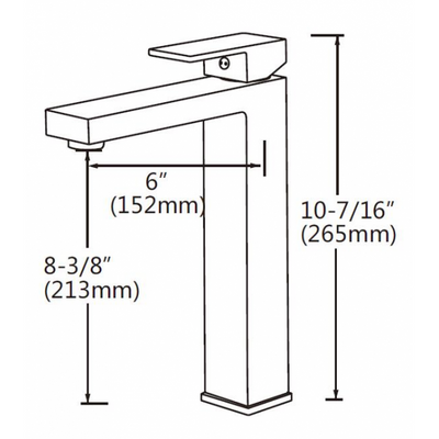 Solid Brass Square Chrome Tall Basin Mixer Bathroom Vanity Tap