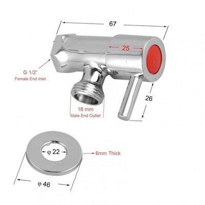 Round Chrome Brass 1/4 Turn Toilet Cistern Tap Shut Off Valve Wall Mounted