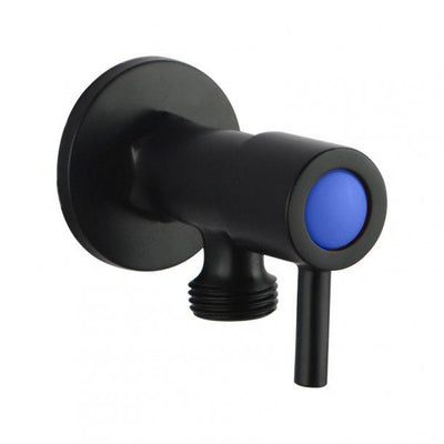 Round Black Brass 1/4 Turn Toilet Cistern Tap Shut Off Valve Wall Mounted