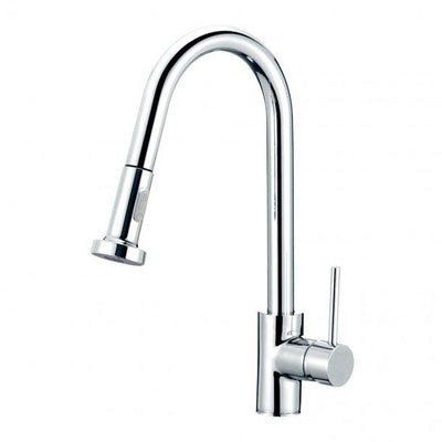 Round Chrome Pull Out Spray Kitchen Sink Mixer Tap