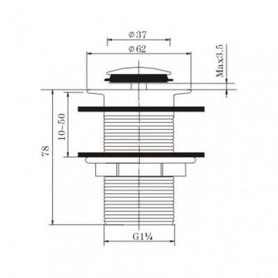 32/40mm Gun Metal Grey Solid Brass Basin Pop Up Waste NO Overflow