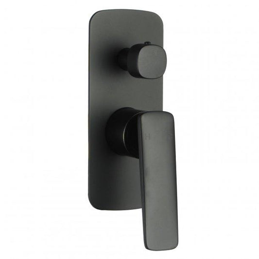 Bathroom Black Shower/Bath Wall Mixer with Diverter Solid Brass