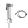 Square Brass Brushed Nickel Toilet Bidet Spray Kit with 1.2m PVC Hose