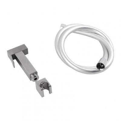 Square Brass Brushed Nickel Toilet Bidet Spray Kit with 1.2m PVC Hose