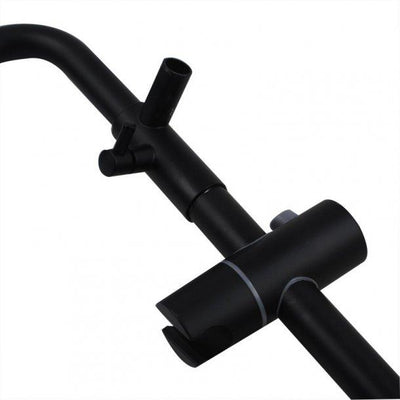 Black Round Wall Mount Rail Diverter Mixer Tap Shower SET Bottom Inlet