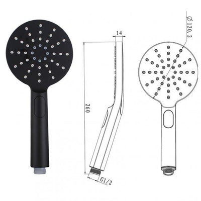 8'' Right Angle Round Matte Black Shower Station Top Inlet