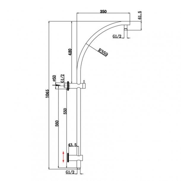 8'' Right Angle Round Matte Black Shower Station Top Inlet