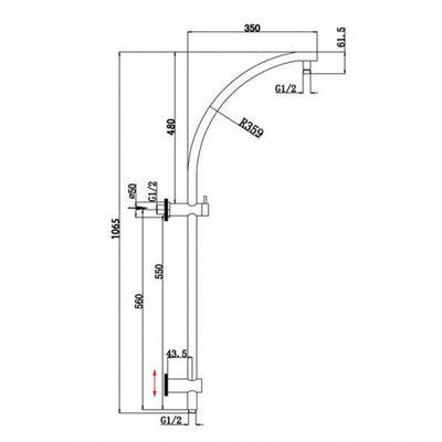 8'' Right Angle Round Matte Black Shower Station Top Inlet