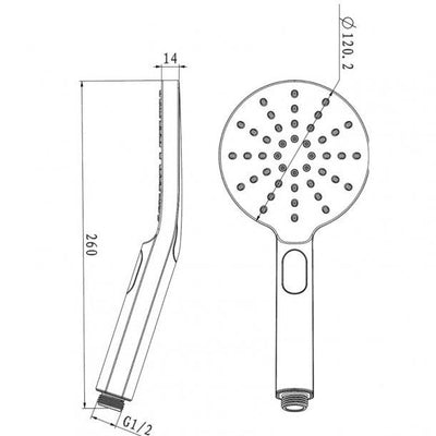 Round Black ABS 3 Function Handheld Shower Only