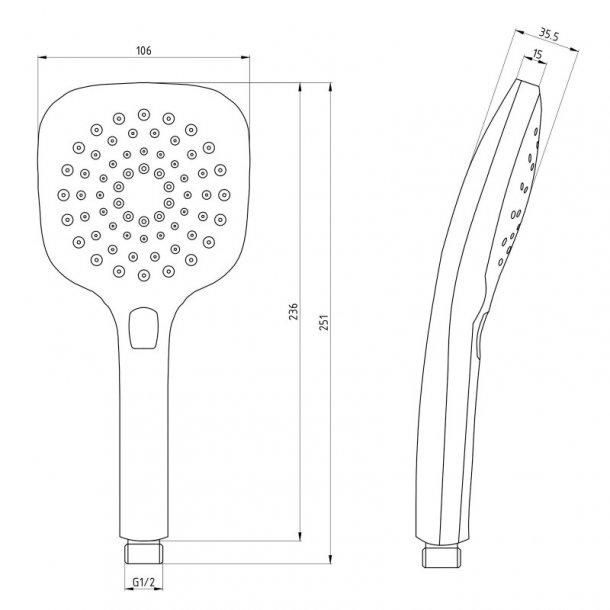 ABS 3 Functions Chrome Handheld Shower Head Only