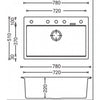 780 x 510 x 220mm Carysil Concrete Grey Single Bowl Granite Stone Kitchen Sink Top/Under Mount Concrete Grey